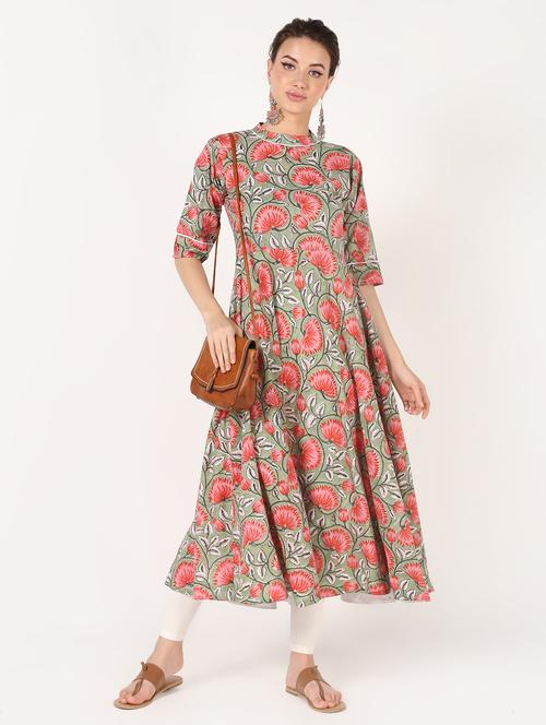 floral flared kurta - 16601596 - Standard Image - 1