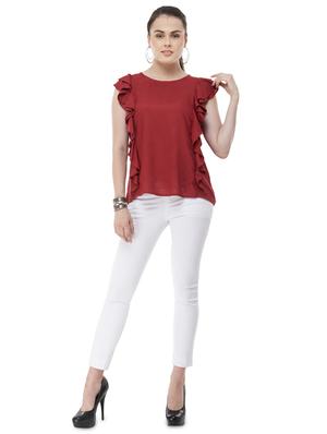 round neck ruffled top - 16602070 - Standard Image - 4