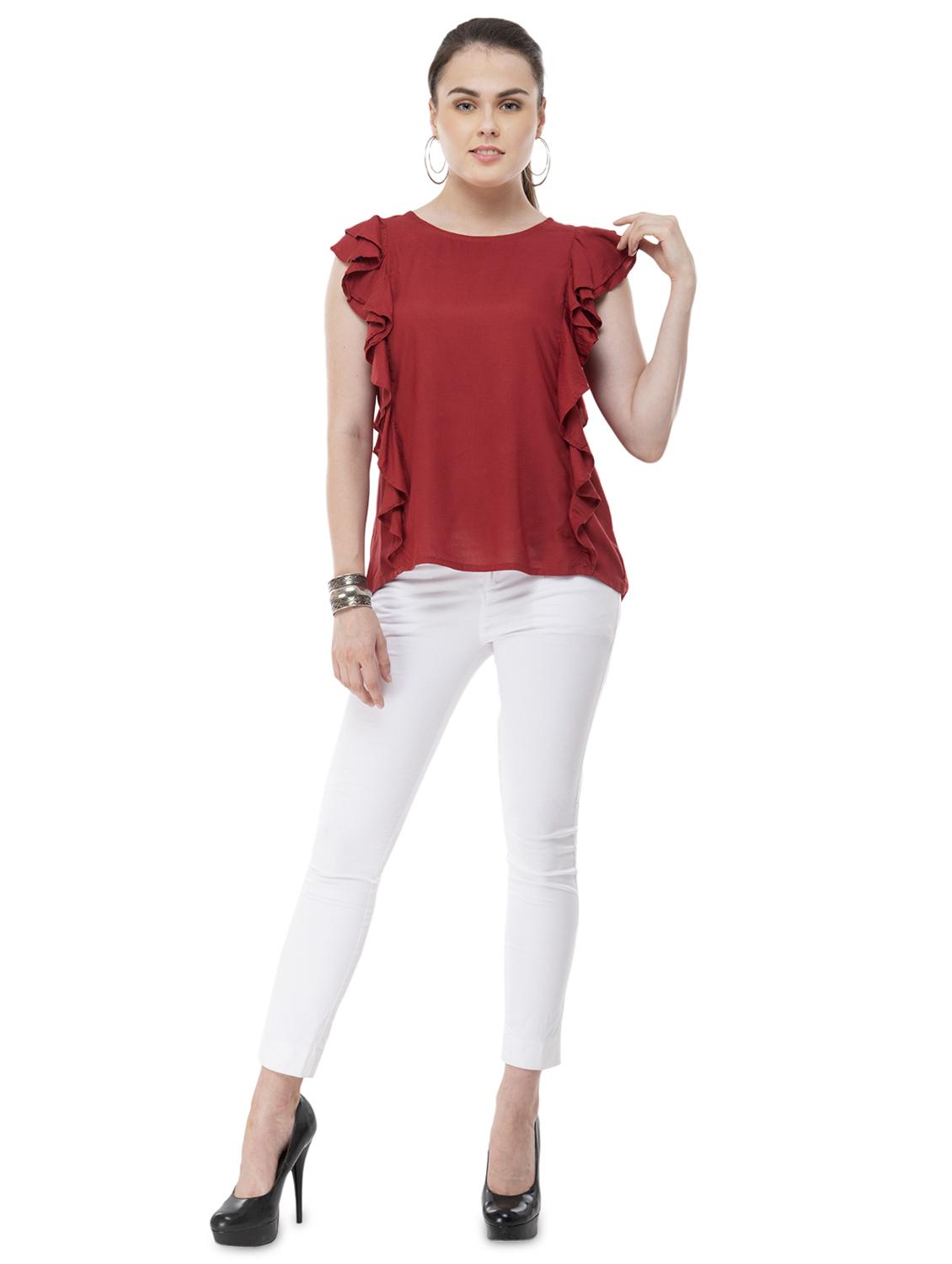 round neck ruffled top - 16602070 - Zoom Image - 4