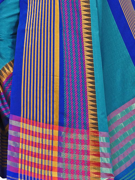 solid woven saree with blouse - 16603054 - Zoom Image - 4