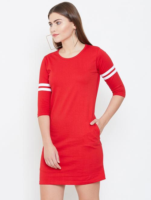 contrast detail pocket slit sheath dress - 16603108 - Standard Image - 1