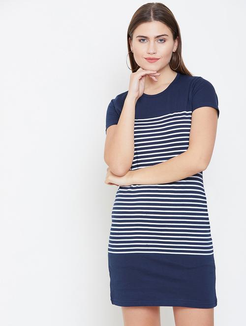 round neck strioed bodycon dress - 16603110 - Standard Image - 1