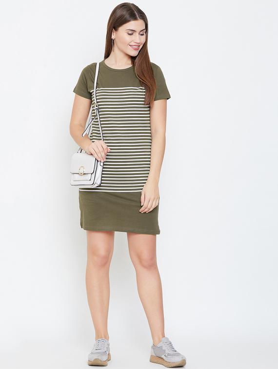 round neck strioed bodycon dress - 16603111 - Zoom Image - 4
