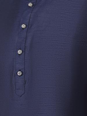 navy blue solid kurta pyjama set - 16603649 - Standard Image - 4