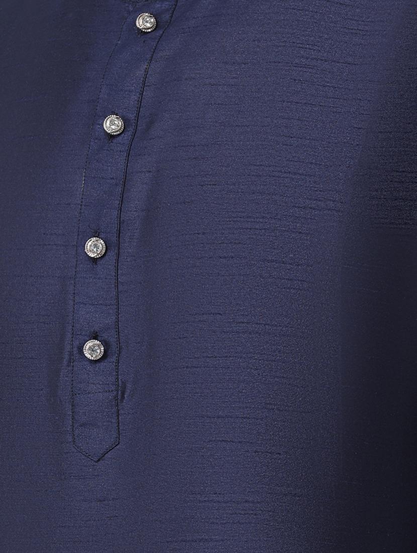 navy blue solid kurta pyjama set - 16603649 - Zoom Image - 4