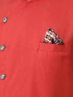 red solid asymmetric kurta pyjama set - 16603656 - Standard Image - 4