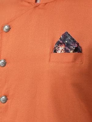 orange self design asymmetric kurta pyjama set - 16603657 - Standard Image - 4