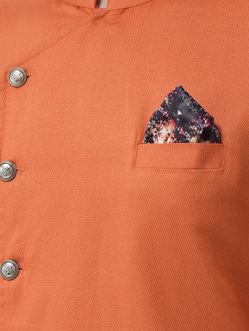 orange self design asymmetric kurta pyjama set - 16603657 - Zoom Image - 4