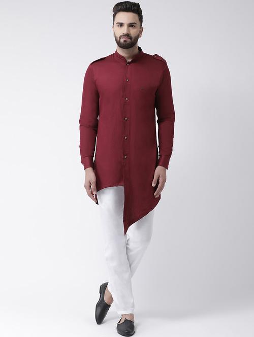 red solid pathani set - 16603664 - Standard Image - 1