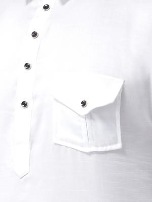 white solid pathani kurta - 16603714 - Standard Image - 4