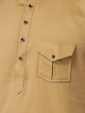 beige solid pathani kurta - 16603715 - Standard Image - 4