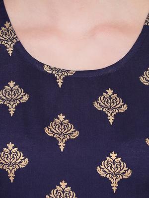 block printed high-low kurta with palazzo set - 16603744 - Standard Image - 4