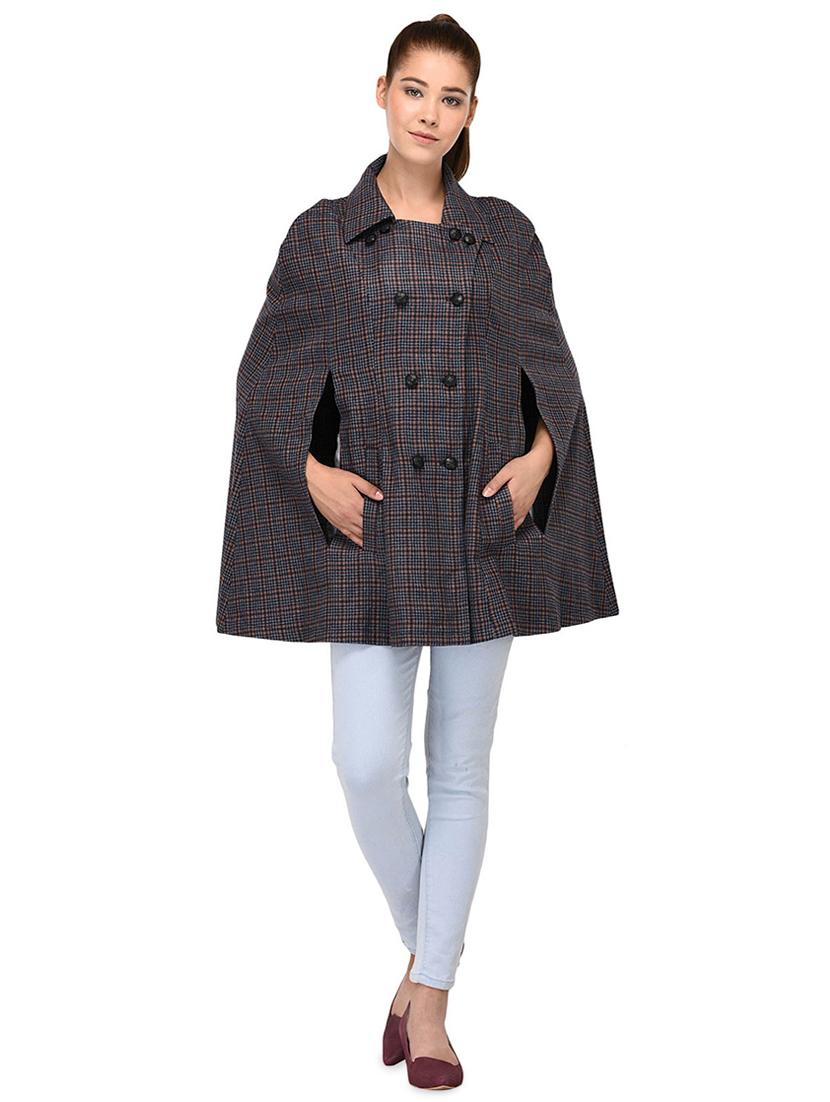 navy houndstooth double breasted wool cape - 16603767 - Zoom Image - 4