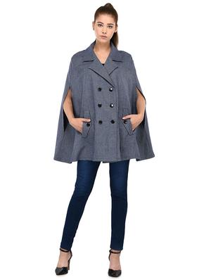 grey checkered double breasted wool cape - 16603768 - Standard Image - 4