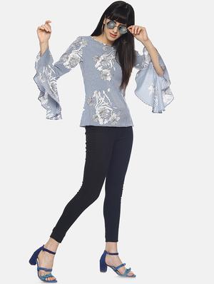 boat neck bell sleeved top - 16603796 - Standard Image - 4