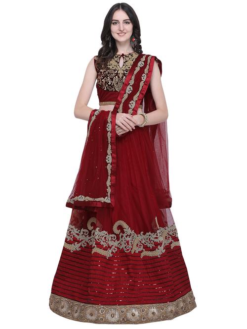 embroidered flared lehenga - 16603803 - Standard Image - 1