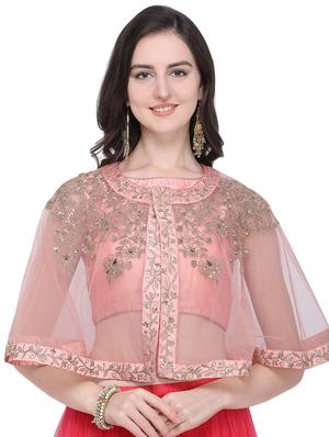 cape embroidered contrast lehenga - 16603806 - Standard Image - 4