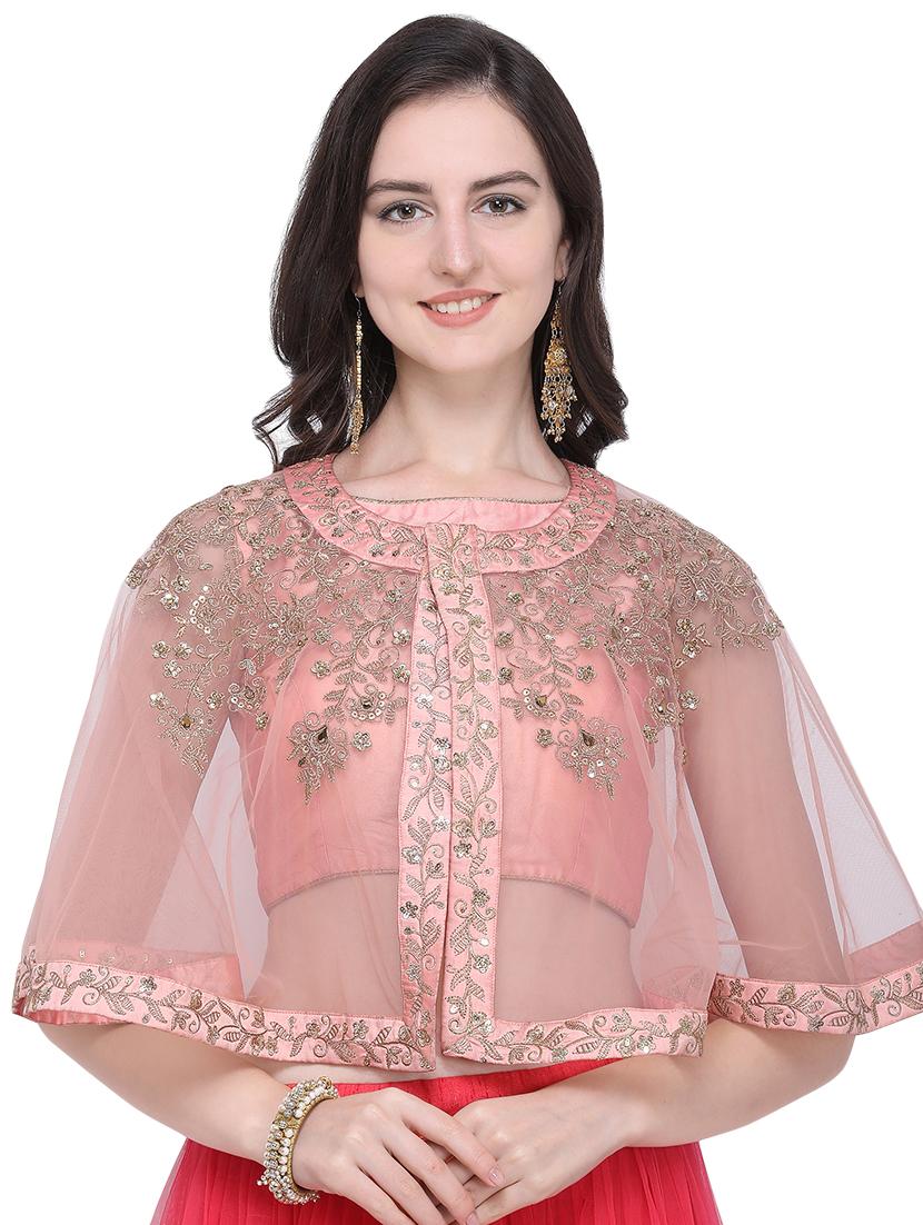 cape embroidered contrast lehenga - 16603806 - Zoom Image - 4