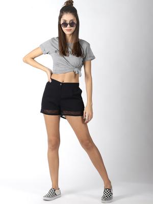 high rise solid shorts - 16603986 - Standard Image - 4