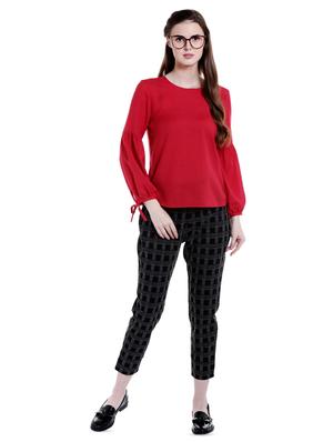 high rise belted checkered trouser - 16604118 - Standard Image - 4
