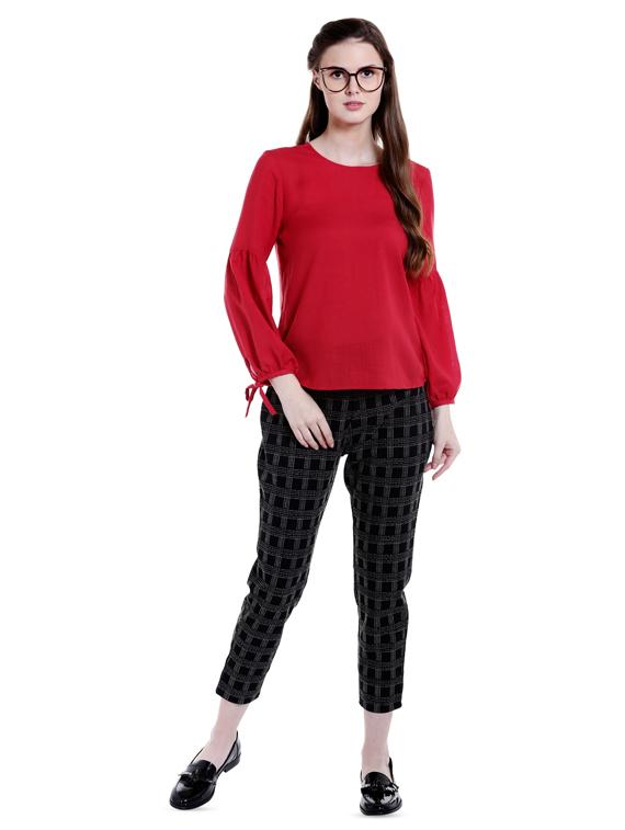 high rise belted checkered trouser - 16604118 - Zoom Image - 4