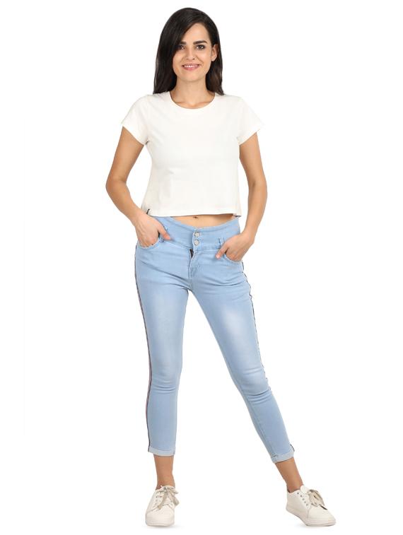high rise side taped jeans - 16604152 - Zoom Image - 4