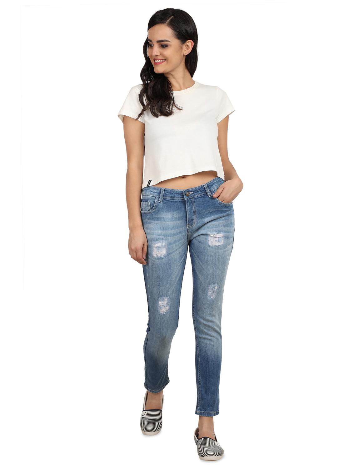 high rise distressed jeans - 16604174 - Zoom Image - 4