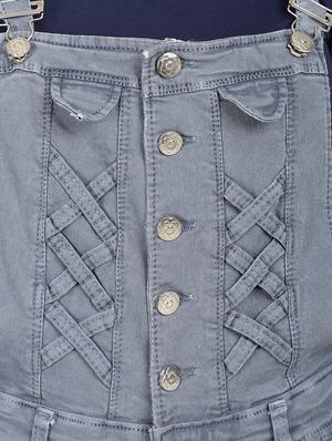 criss cross detail stone washed dungaree - 16604277 - Standard Image - 4