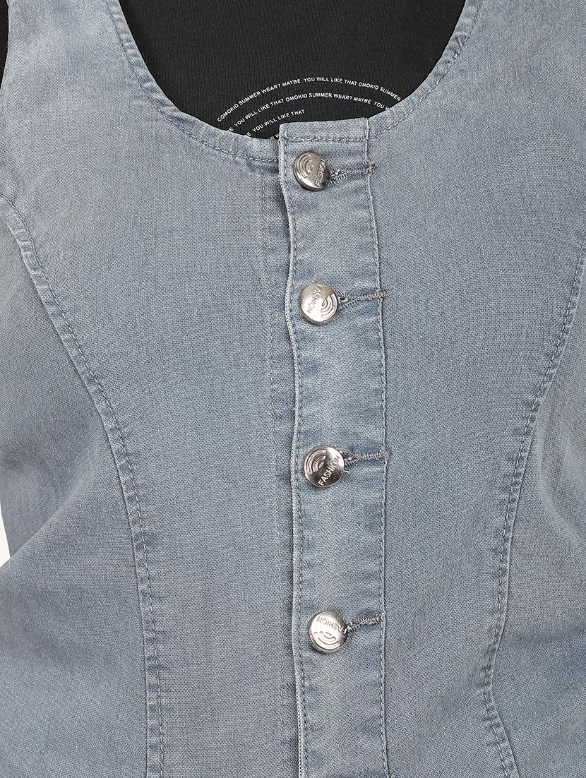 cut out detail stone washed dungaree - 16604281 - Zoom Image - 4