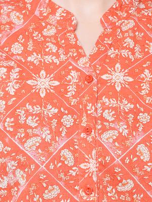 mandarin neck floral shirt - 16604444 - Standard Image - 4
