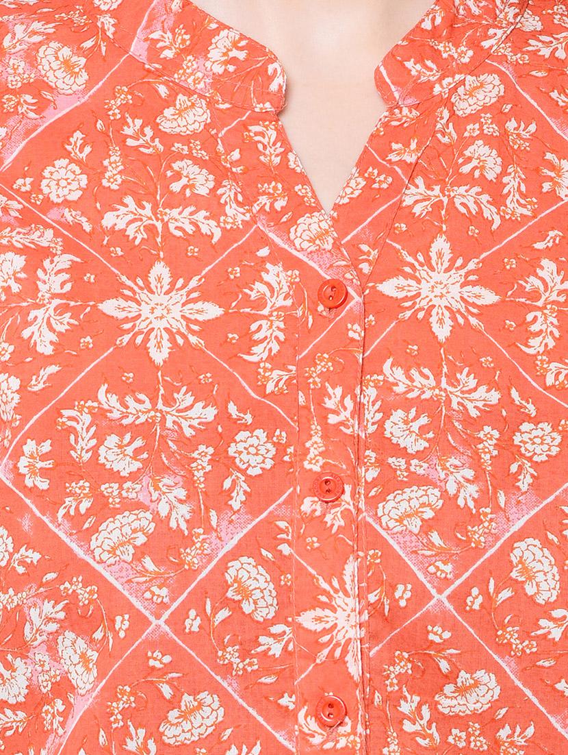mandarin neck floral shirt - 16604444 - Zoom Image - 4