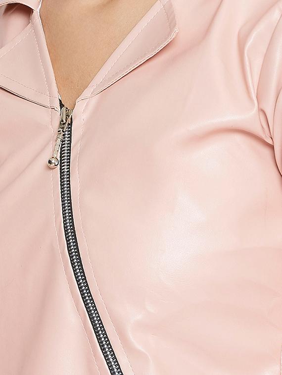 zipper detail leather jacket - 16604890 - Zoom Image - 4