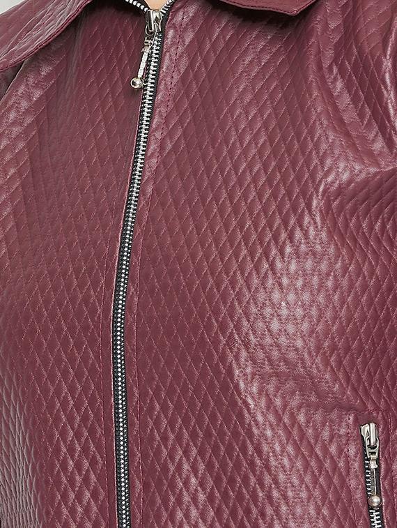 long sleeved leather jacket - 16604930 - Zoom Image - 4