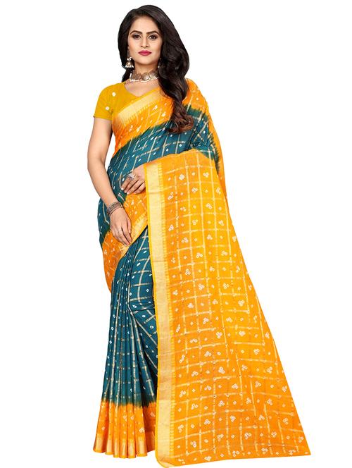 bandhani printed saree with blouse - 16605254 - Standard Image - 1