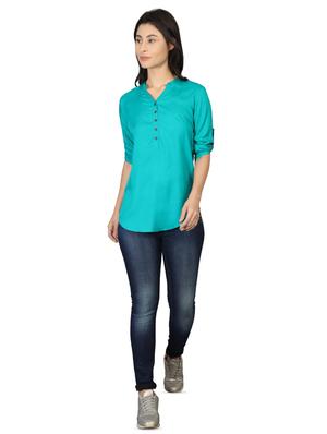 mandarin neck curved hem tunic - 16605440 - Standard Image - 4