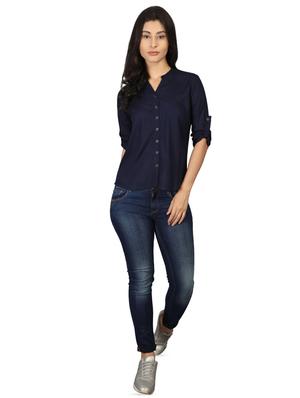 roll up sleeved mandarin neck top - 16605444 - Standard Image - 4