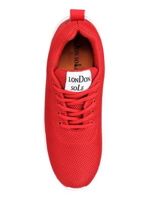 red mesh lace up sport shoes - 16605771 - Standard Image - 4