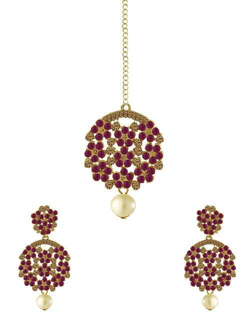 red metal drop earring maangtikka - 16605836 - Standard Image - 1