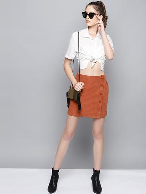 button detail wrap straight skirt - 16605872 - Standard Image - 4