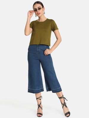 crew neck solid crop tee - 16606079 - Standard Image - 4