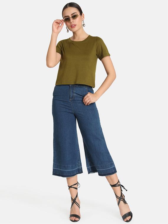 crew neck solid crop tee - 16606079 - Zoom Image - 4