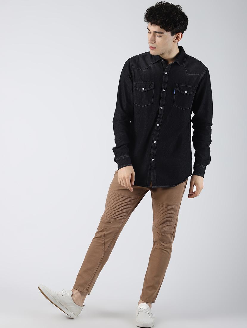 black faded denim casual shirt - 16606461 - Zoom Image - 4