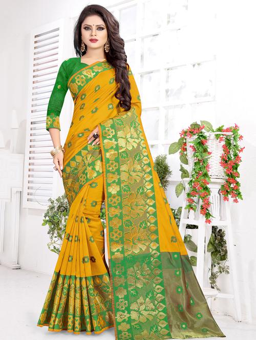 floral bordered saree with blouse - 16607387 - Standard Image - 1