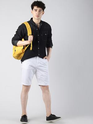 white solid denim short - 16607931 - Standard Image - 4