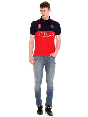 red color block polo t-shirt - 16607936 - Standard Image - 4