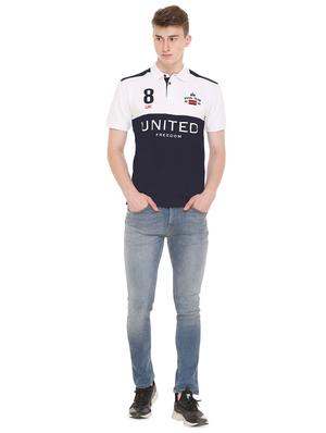 navy blue color block polo t-shirt - 16607937 - Standard Image - 4