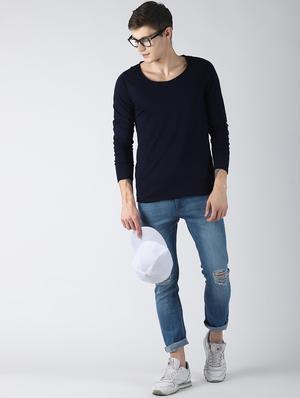 navy blue solid t-shirt - 16608353 - Standard Image - 4