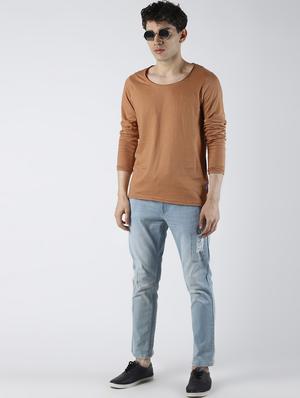 brown solid t-shirt - 16608365 - Standard Image - 4