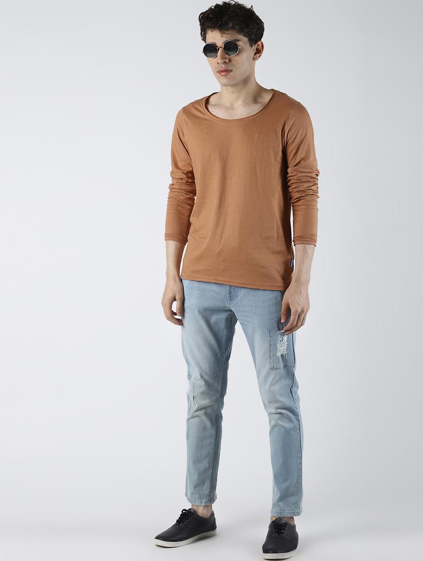 brown solid t-shirt - 16608365 - Zoom Image - 4