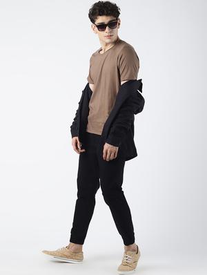 brown solid t-shirt - 16608370 - Standard Image - 4
